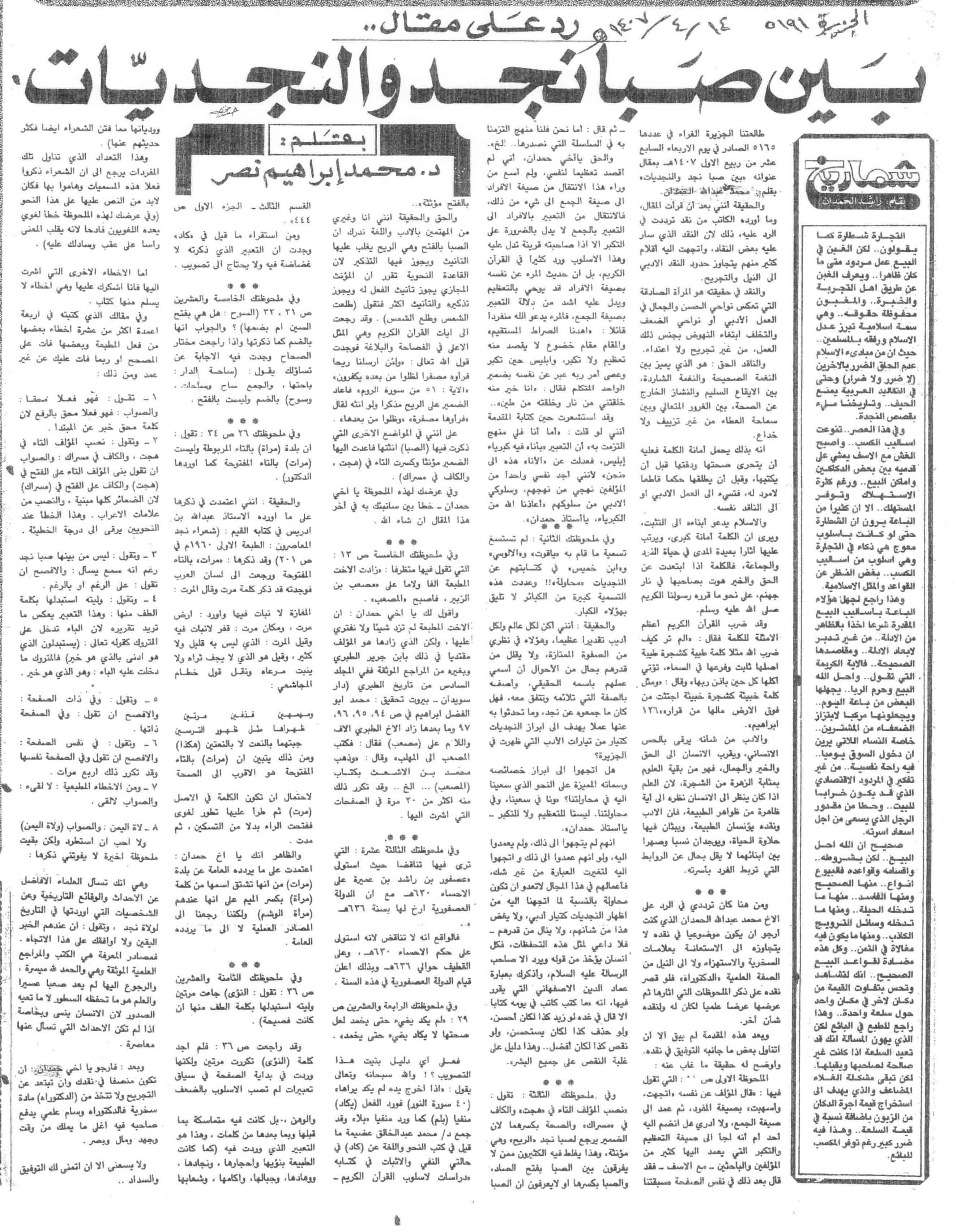صورة الصفحة 2 من بين : صبا نجد و النجديات + تعقيبات وردرد بين الاديب و الدكتور : محمد بن ابراهيم نصر