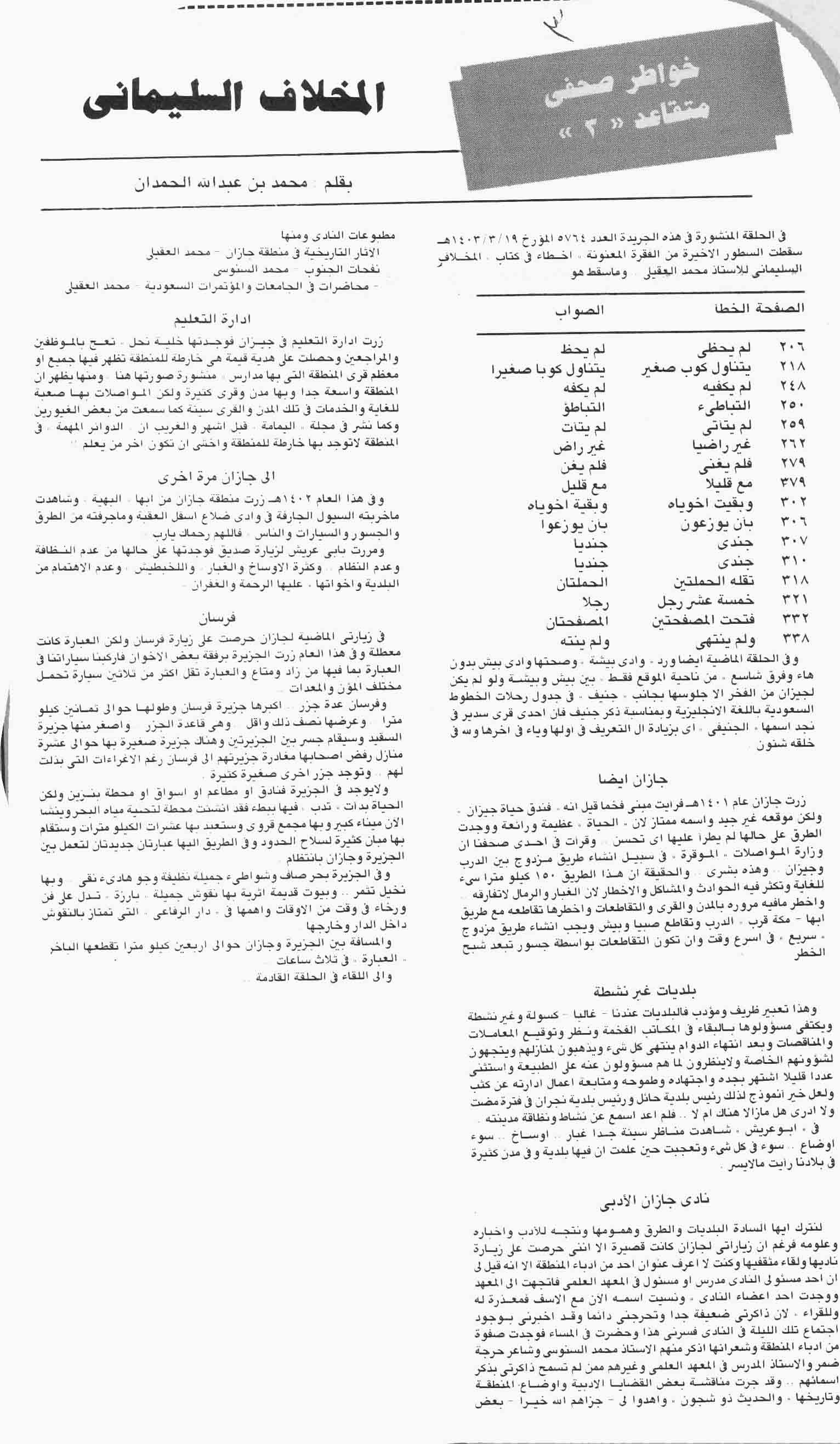 صورة الصفحة 3 من خواطر صحفي متقاعد - 5 حلقات - المخلاف السليماني - رحلة الى مدائن صالح